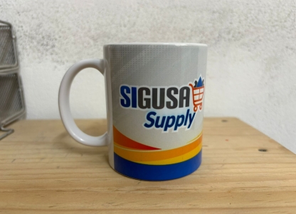 Taza sublimada con publicidad diversa